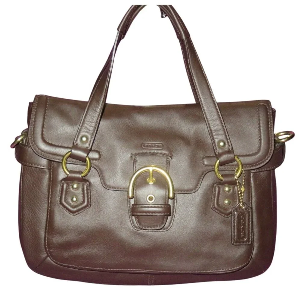 Coach 2013 Legacy Campbell Eva Brown Supple Leather Buckle Flap Crossbody Bag